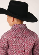 Roper Boys Short Sleeve Button Red Diamond Foulard Western Shirt - Roper - Flyclothing LLC