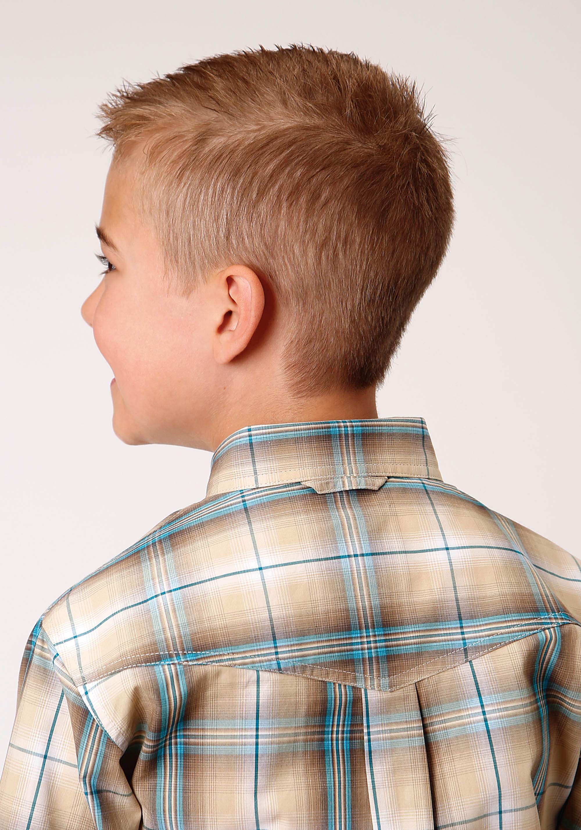 Roper Boys Short Sleeve Button Saddle Plaid Western Shirt - Roper - Flyclothing LLC