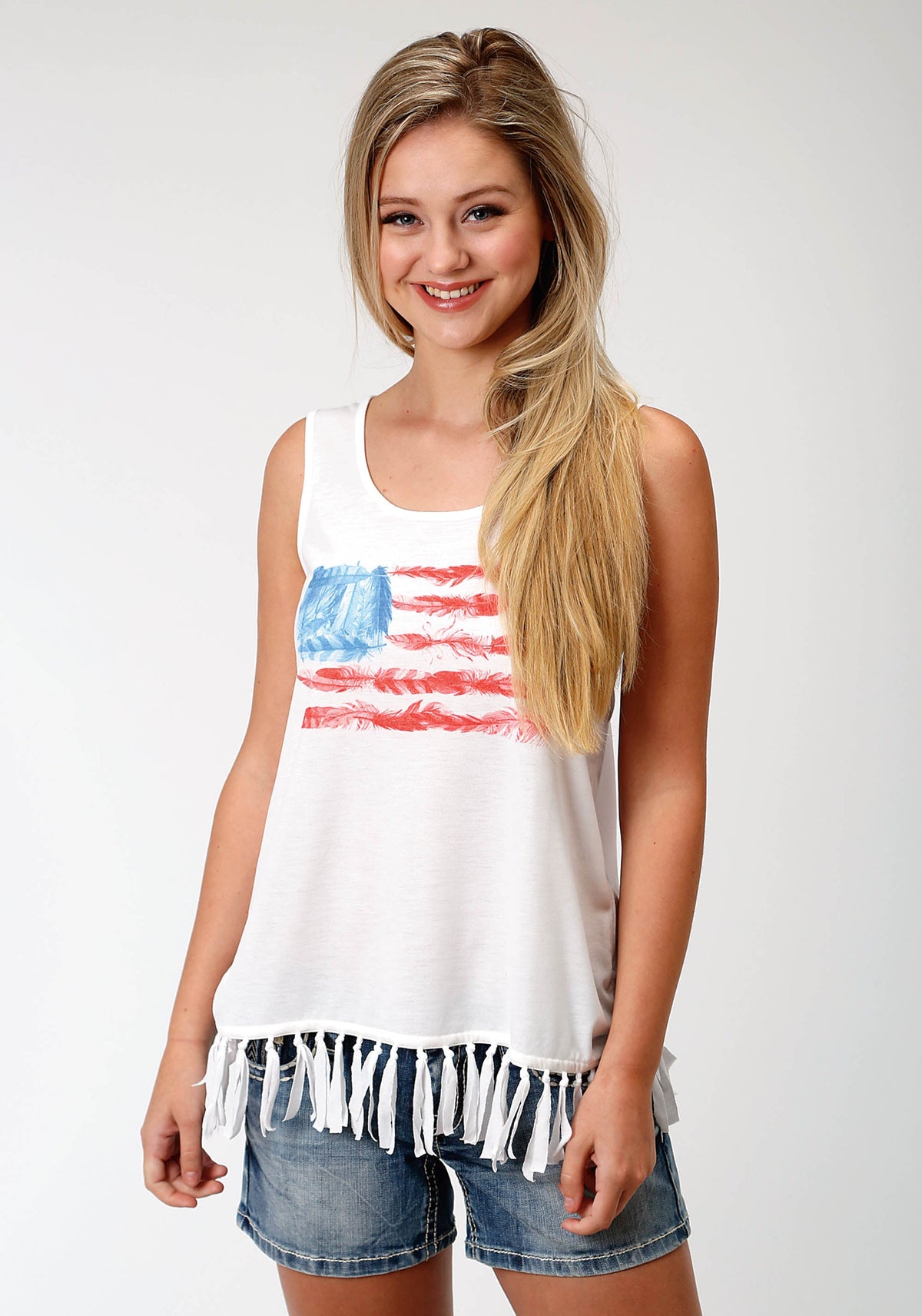 Roper Womens Red White And Blue Sleeveless Top