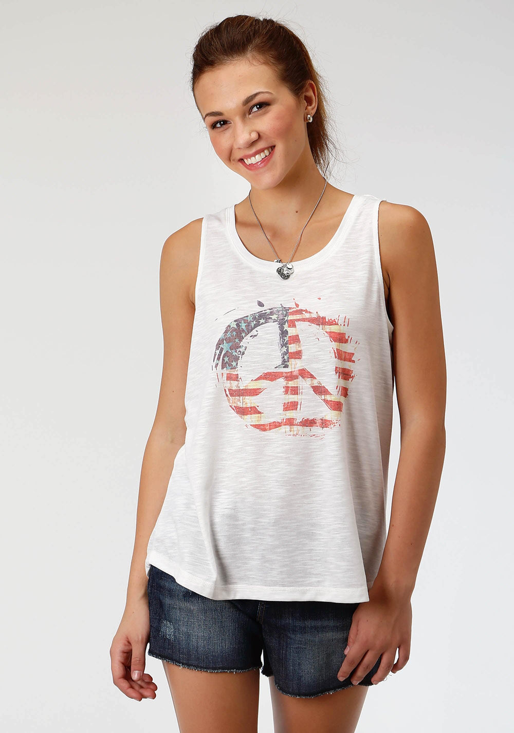 Roper Womens Red Whit And Blue Sleveless Top - Roper