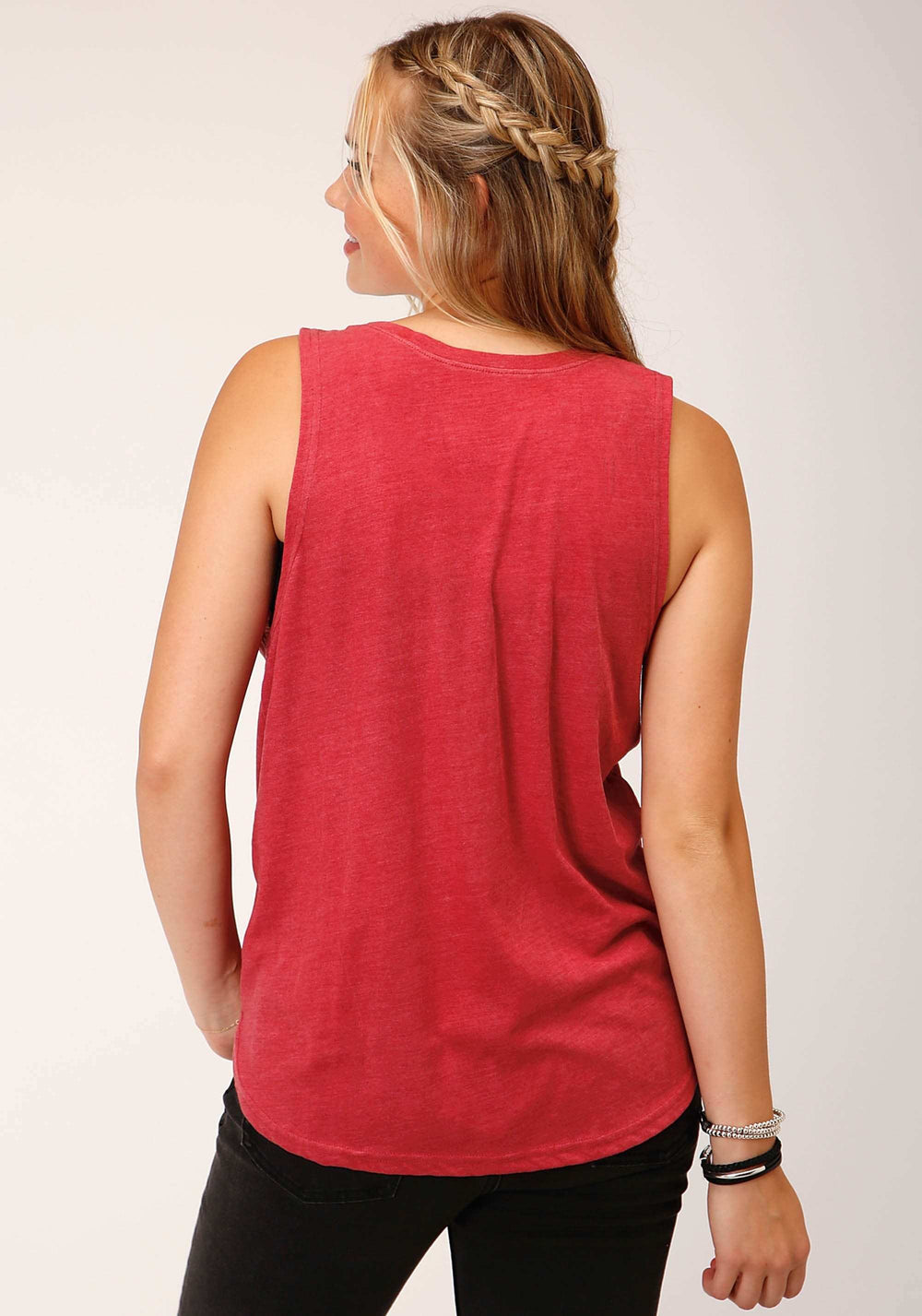 Roper Womens Sleeveless Knit Poly Rayon Red Sleeveless Tee Top - Roper - Flyclothing LLC