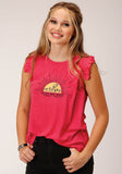 Roper Womens Sleeveless Knit Poly Rayon Watermelon Pink Slvls Tee Top - Roper