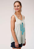 Roper Womens Heather Gray With Sequin Decoration Sleeveless Knit Top - Roper
