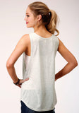 Roper Womens Heather Gray With Sequin Decoration Sleeveless Knit Top - Roper