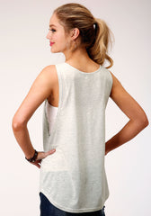 Roper Womens Heather Gray With Sequin Decoration Sleeveless Knit Top
