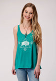 Roper Womens Sleeveless Knit Poly Rayon Jersey Swing Tank Top - Roper