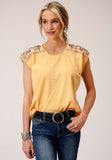Roper Womens Sleeveless Knit Cotton Slub Jersey Tshirt Top - Roper