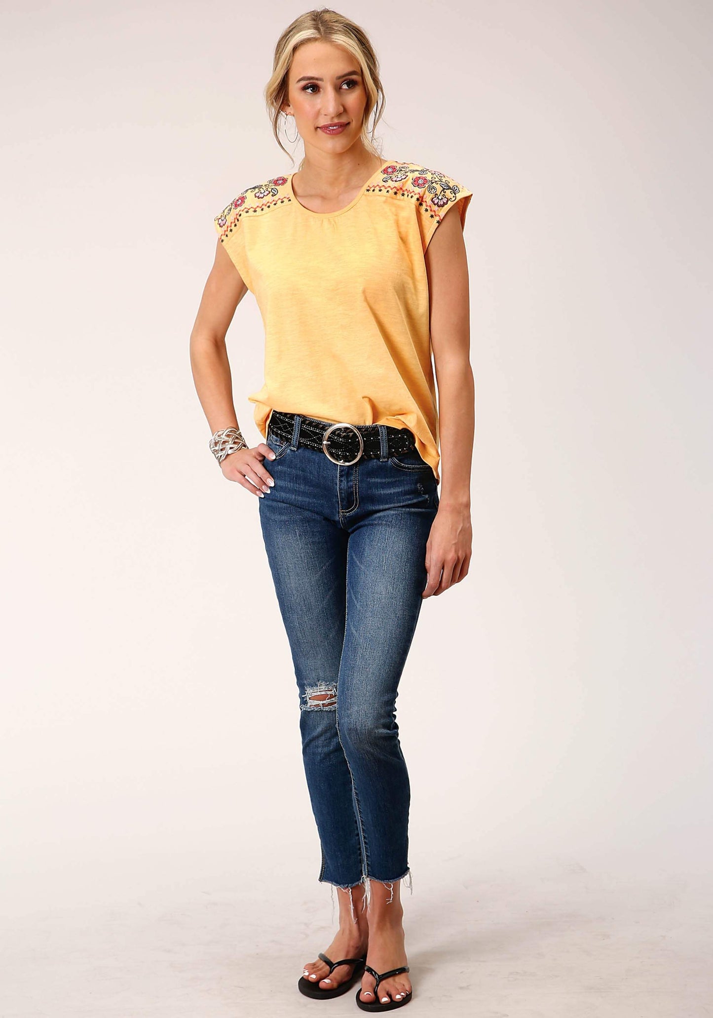 Roper Womens Sleeveless Knit Cotton Slub Jersey Tshirt Top - Roper - Flyclothing LLC