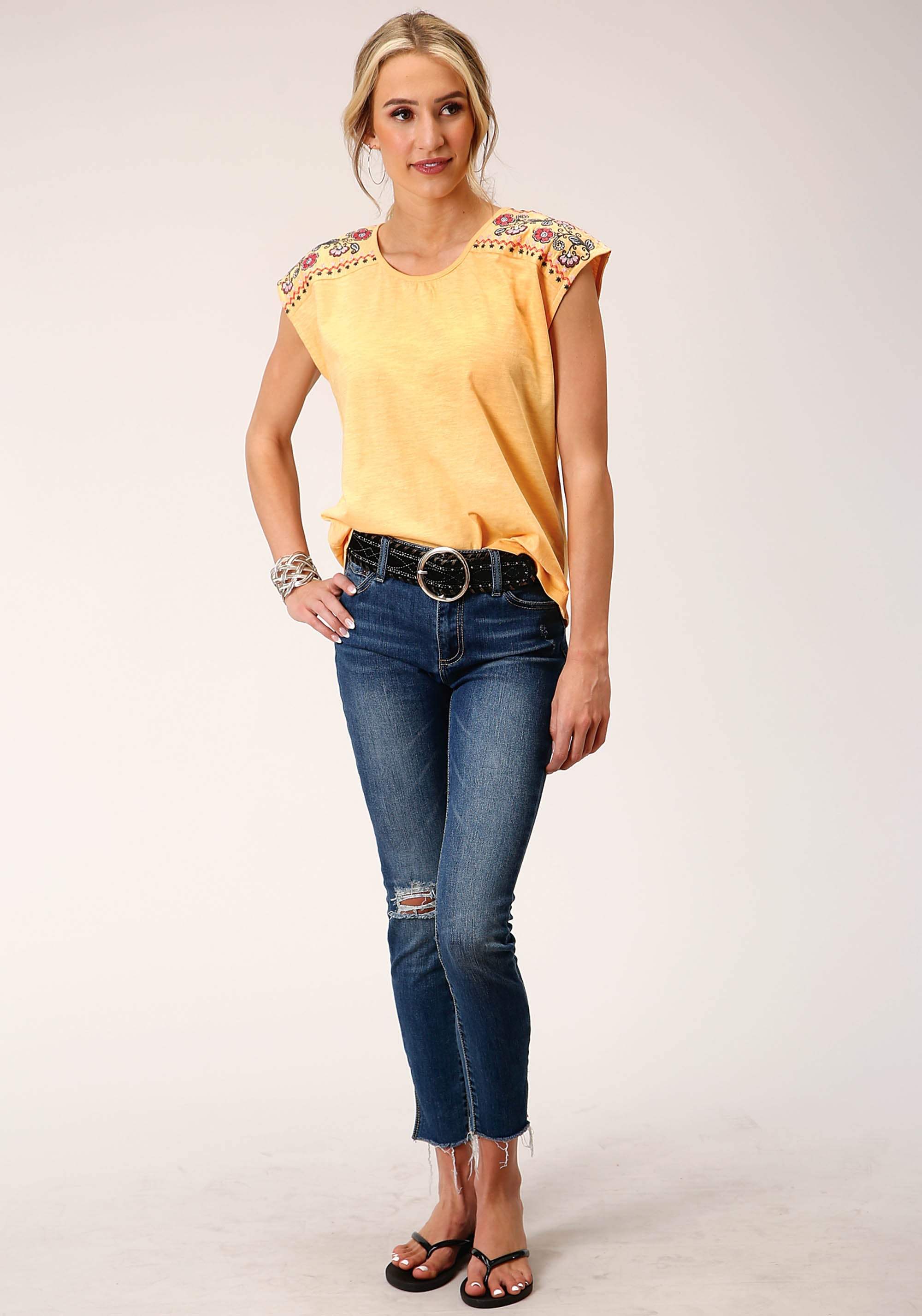 Roper Womens Sleeveless Knit Cotton Slub Jersey Tshirt Top - Roper - Flyclothing LLC