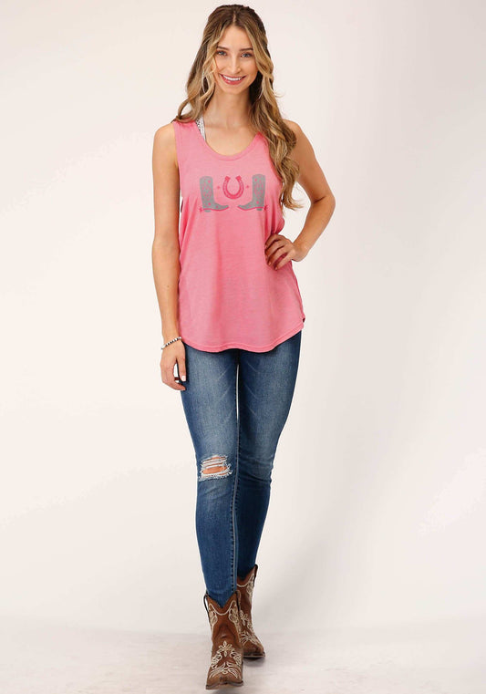 Roper Womens Sleeveless Knit Poly Rayon Jersey Slvls Scoop Neck Tee Top - Roper - Flyclothing LLC