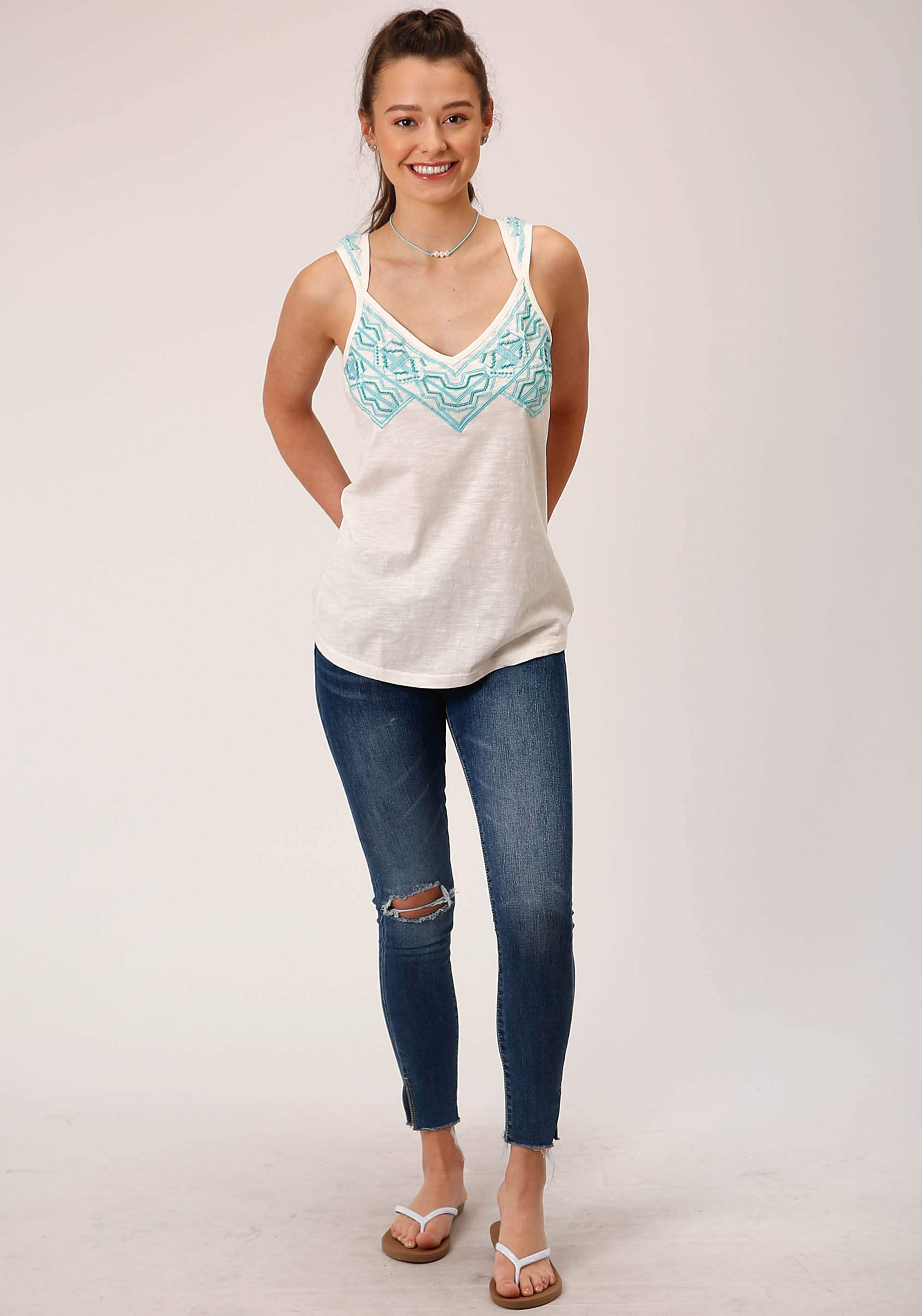Roper Womens Sleeveless Knit Cotton Slub Jersey Tank Top - Roper - Flyclothing LLC