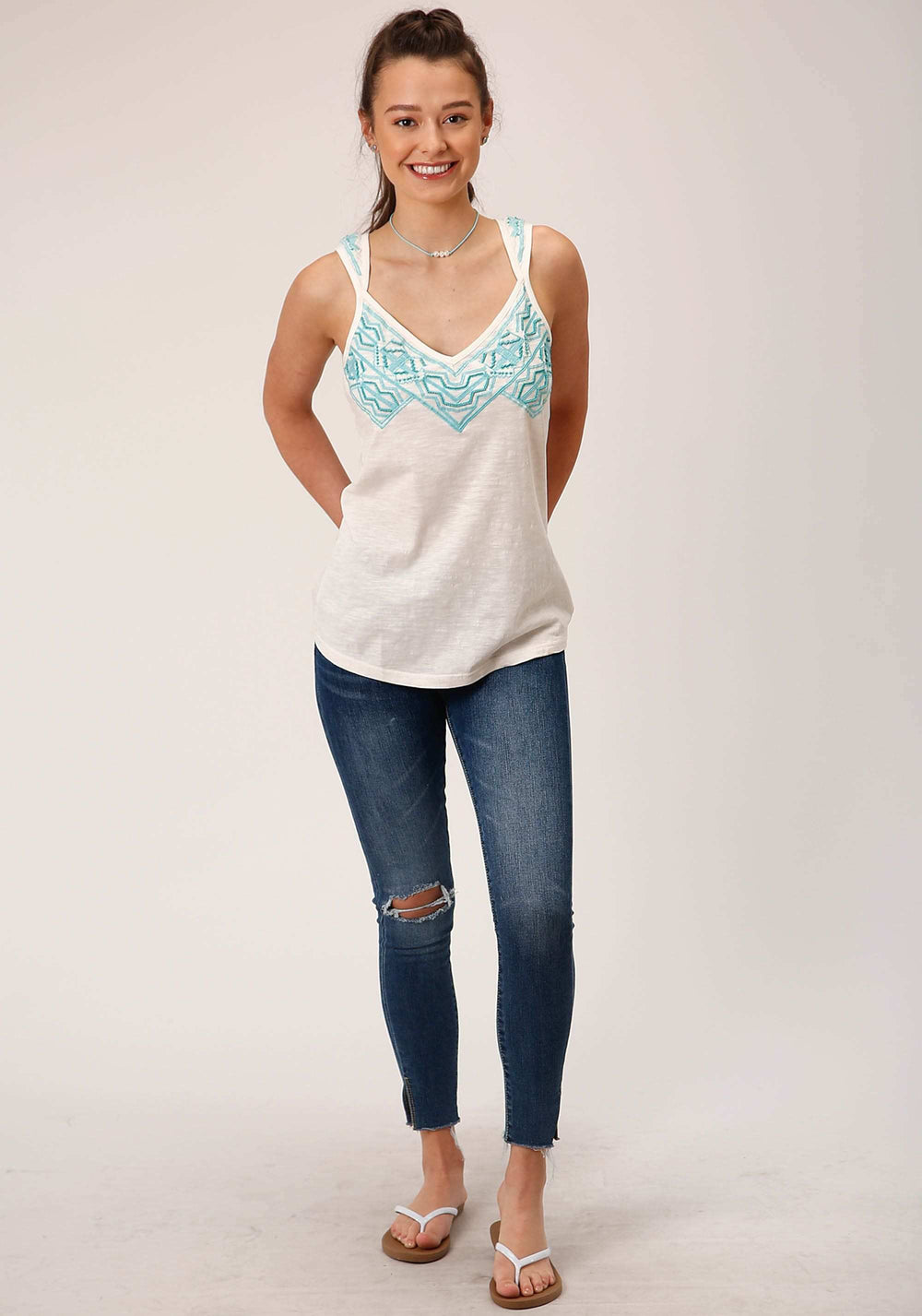 Roper Womens Sleeveless Knit Cotton Slub Jersey Tank Top - Roper - Flyclothing LLC