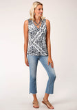 Roper Womens Sleeveless Knit Sweater Jersey Vneck Tank Top - Roper