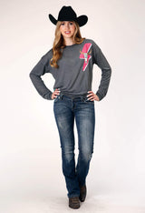 Roper Womens Long Sleeve Knit Poly Rayon Jersey Crew Neck Top - Roper - Flyclothing LLC