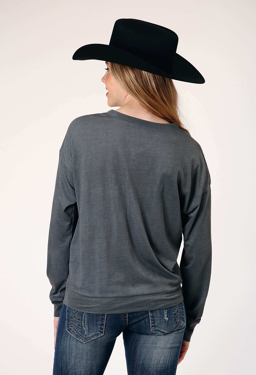 Roper Womens Long Sleeve Knit Poly Rayon Jersey Crew Neck Top - Roper - Flyclothing LLC