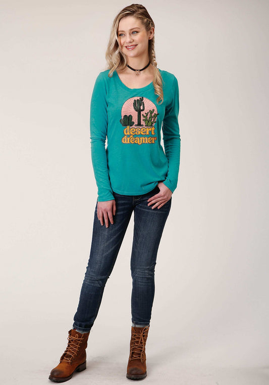 Roper Womens Long Sleeve Knit Poly Rayon Jersey Long Sleeve Top - Roper - Flyclothing LLC