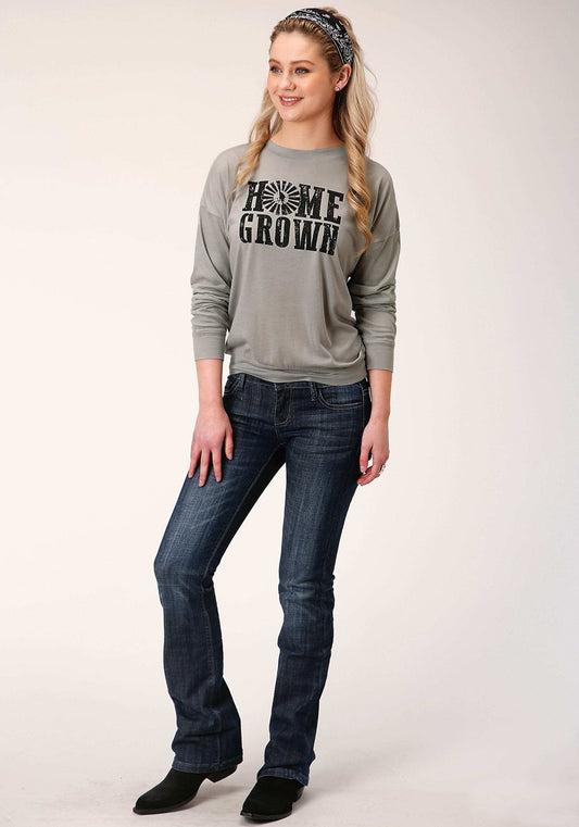 Roper Womens Long Sleeve Knit Poly Rayon Jersey Long Sleeve Boxy Fit T Top - Roper - Flyclothing LLC