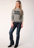 Roper Womens Long Sleeve Knit Poly Rayon Jersey Long Sleeve Boxy Fit T Top - Roper
