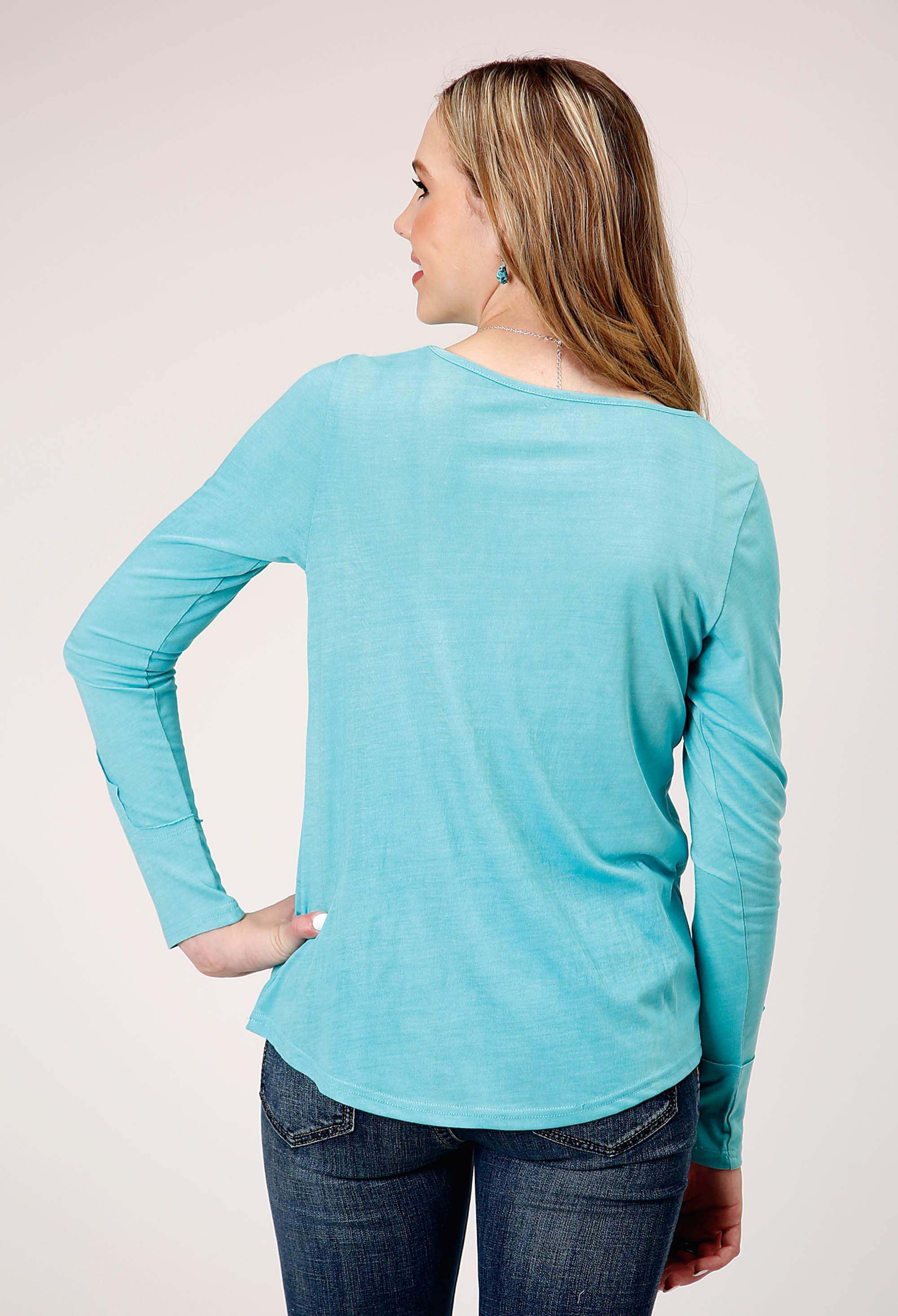 Roper Womens Long Sleeve Knit Poly Rayon Jersey Long Sleeve Top - Roper - Flyclothing LLC