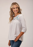 Roper Womens Long Sleeve Knit Heather Grey Jersey 3 Qtr Slv Top - Roper