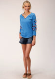 Roper Womens Long Sleeve Knit Slub Jersey Top - Roper