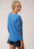 Roper Womens Long Sleeve Knit Slub Jersey Top - Roper