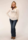 Roper Womens Long Sleeve Knit Cream Poly Rayon Jersey Top - Roper - Flyclothing LLC