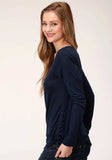 Roper Womens Long Sleeve Knit Poly Rayon Long Sleeve Crew Neck Tee Top - Roper - Flyclothing LLC