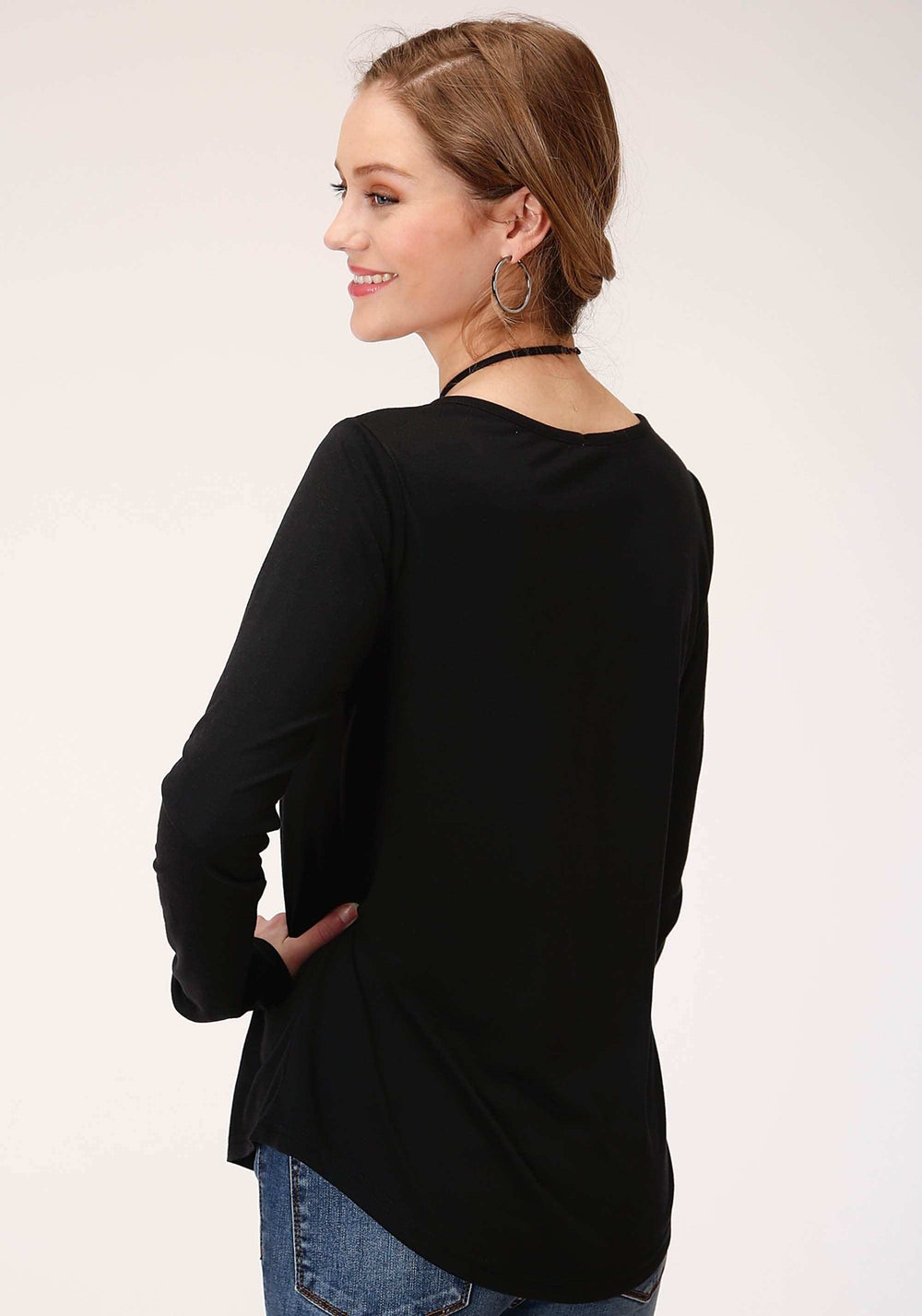 Roper Womens Long Sleeve Knit Poly Rayon Jersey Scoop Neck Top - Roper - Flyclothing LLC