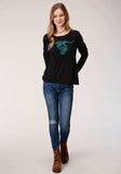 Roper Womens Long Sleeve Knit Poly Rayon Jersey Scoop Neck Top - Roper - Flyclothing LLC