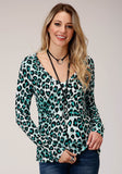 Roper Womens Long Sleeve Knit Sweater Jersey Vneck Top - Roper