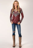 Roper Womens Long Sleeve Knit Sweater Knit Vneck Top Top - Roper