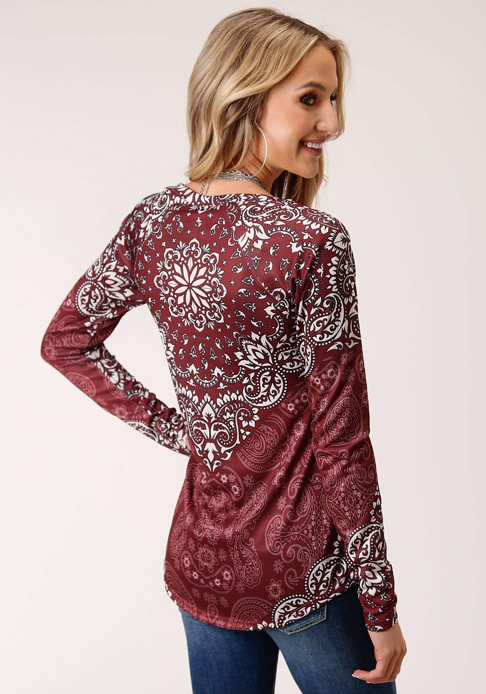 Roper Womens Long Sleeve Knit Sweater Knit Vneck Top Top - Roper - Flyclothing LLC