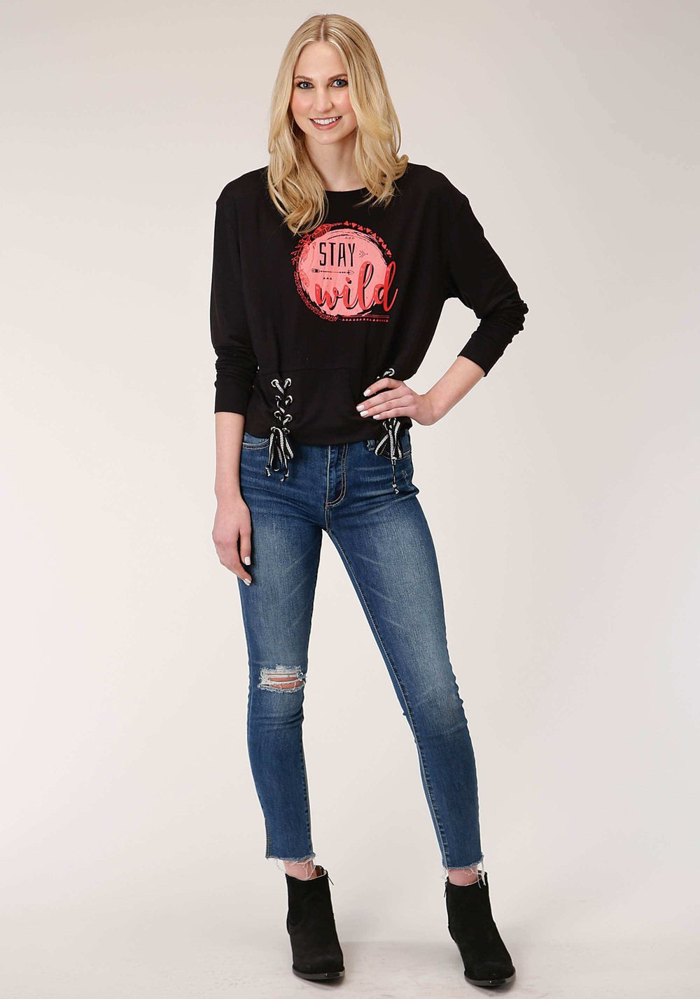 Roper Womens Long Sleeve Knit Poly Rayon Jersey Dolman Slv Crew Neck Sweatshirt - Roper - Flyclothing LLC