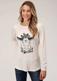 Roper Womens Long Sleeve Knit Oatmeal Heathred Long Sleeve Knit Top - Roper - Flyclothing LLC
