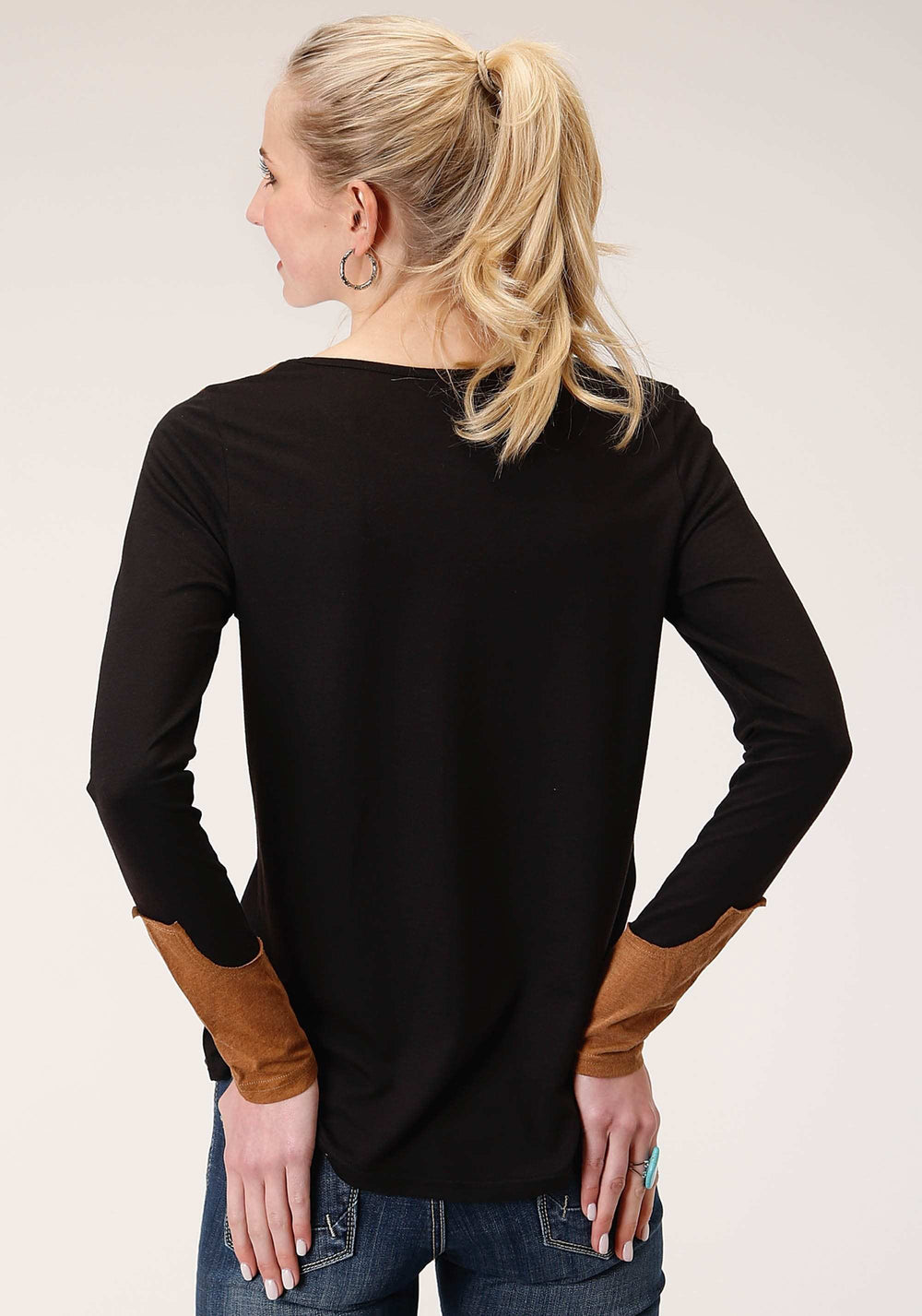 Roper Womens Long Sleeve Knit Poly Rayon Long Sleeve Scoop Neck Top - Roper - Flyclothing LLC