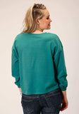 Roper Womens Long Sleeve Knit Solid Turquoise French Terry Top - Roper - Flyclothing LLC