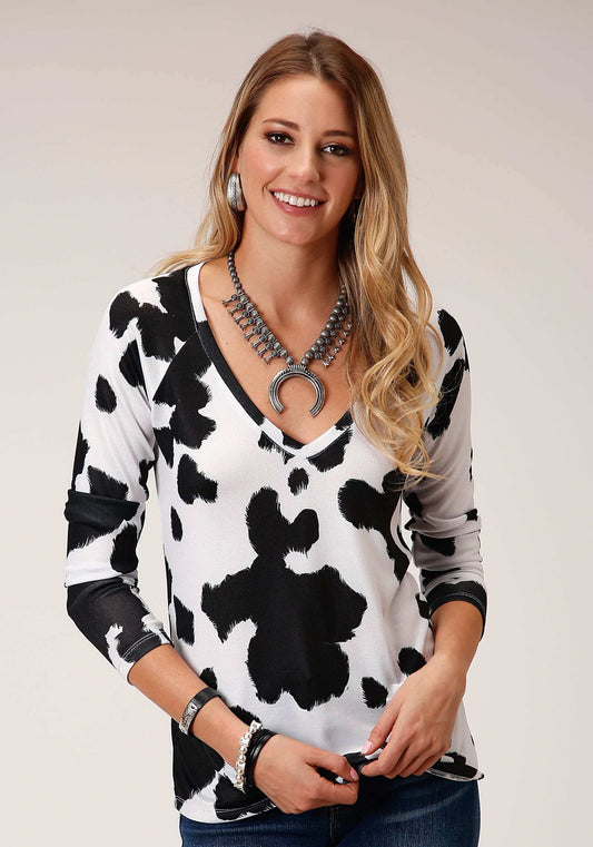 Roper Womens Long Sleeve Knit Sweater Jersey Vneck Top Top - Roper - Flyclothing LLC
