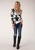 Roper Womens Long Sleeve Knit Sweater Jersey Vneck Top Top - Roper