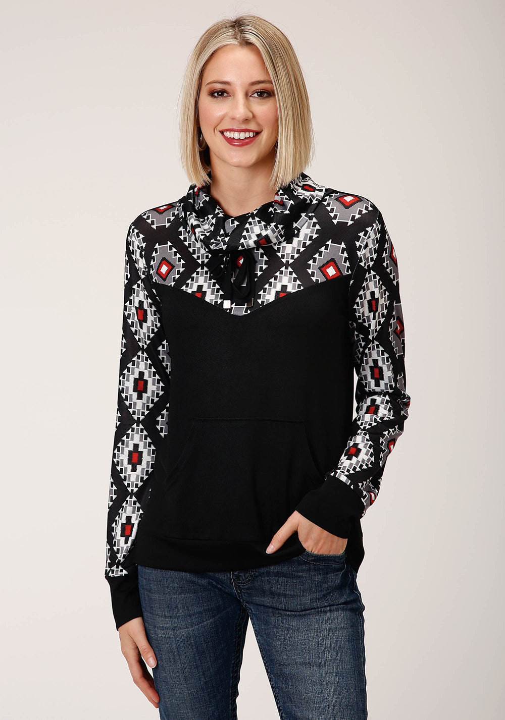 Roper Womens Long Sleeve Knit Cowl Neck Pullover Top Top - Roper