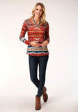 Roper Womens Long Sleeve Knit Cream Sweater Jersey Scoop Neck Top - Roper