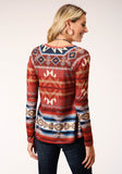 Roper Womens Long Sleeve Knit Cream Sweater Jersey Scoop Neck Top - Roper