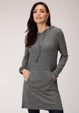 Roper Womens Rib Knit Tunic Length Hoodie Long Sleeve Knit Top - Roper
