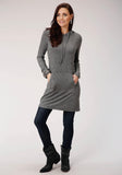 Roper Womens Rib Knit Tunic Length Hoodie Long Sleeve Knit Top - Roper