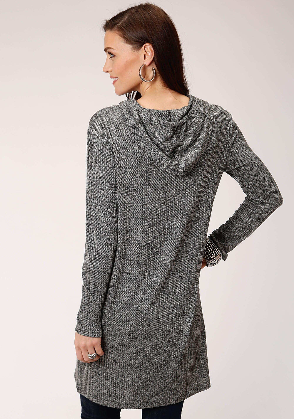 Roper Womens Rib Knit Tunic Length Hoodie Long Sleeve Knit Top - Roper - Flyclothing LLC