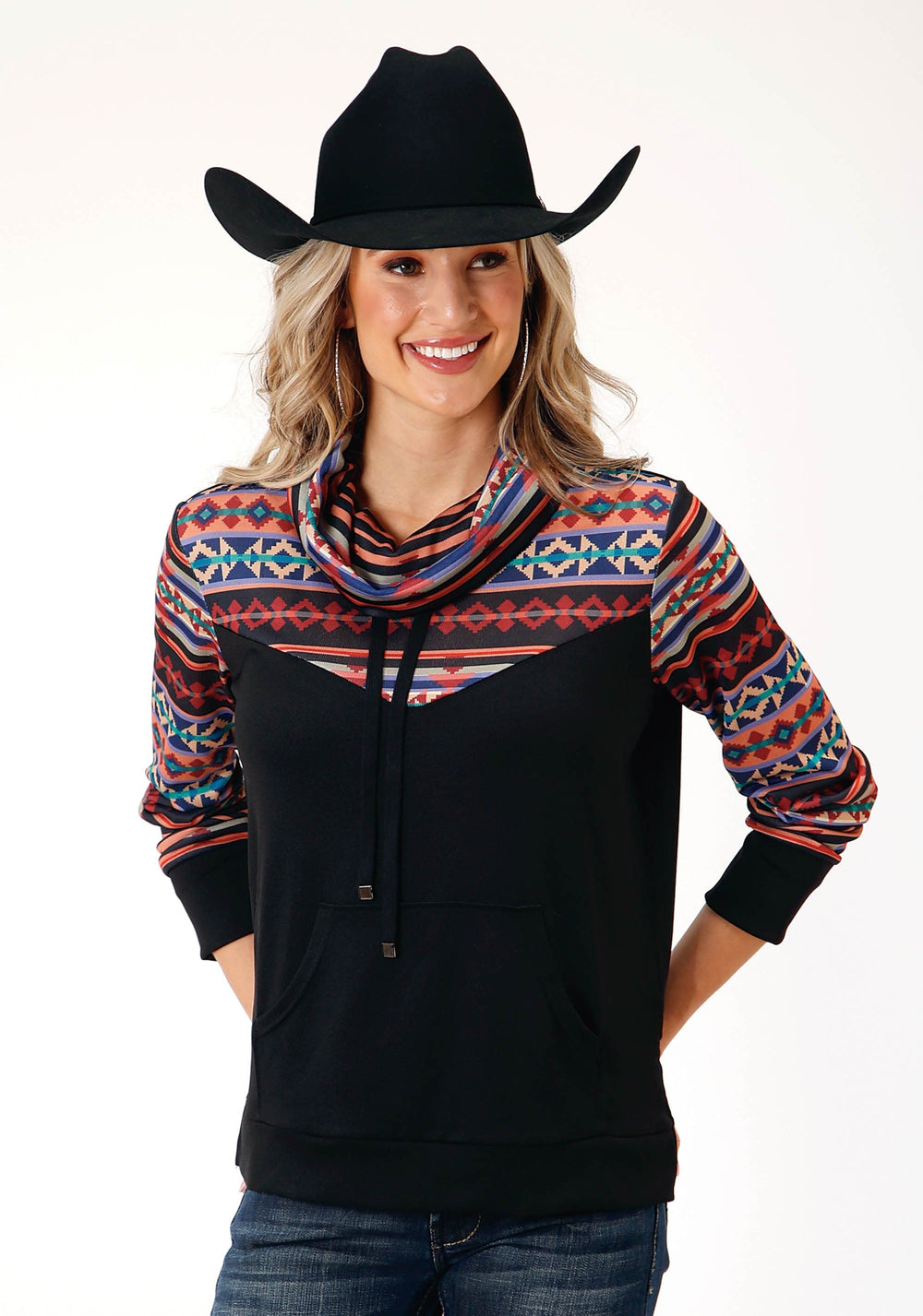 Roper Womens Long Sleeve Knit Cowl Neck Pullover Sweater Knit Top - Roper