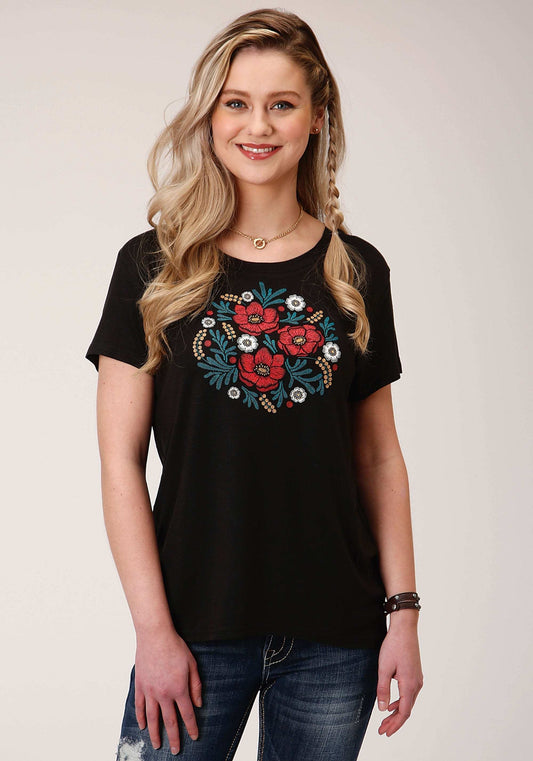 Roper Womens Short Sleeve Knit Poly Rayon Jersey Short Sleeve Boxy Fit Tee Top - Roper - Flyclothing LLC