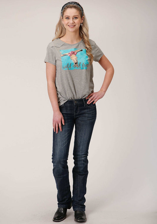 Roper Womens Short Sleeve Knit Poly Rayon Jersey Short Sleeve Tee W Front Yokes Top - Roper - Flyclothing LLC