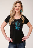 Roper Womens Short Sleeve Knit Poly Rayon Jersey Short Sleeve Tee Top - Roper
