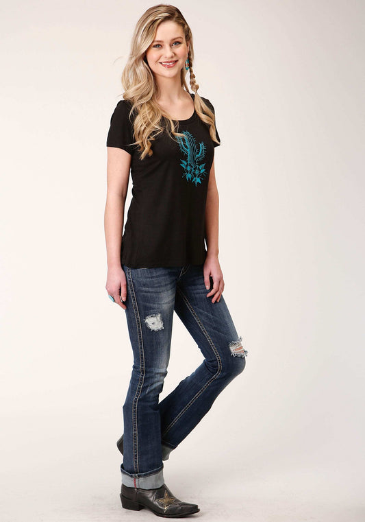 Roper Womens Short Sleeve Knit Poly Rayon Jersey Short Sleeve Tee Top - Roper - Flyclothing LLC